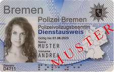 Dienstausweisfoto eines Polizisten für Betrug im Internet